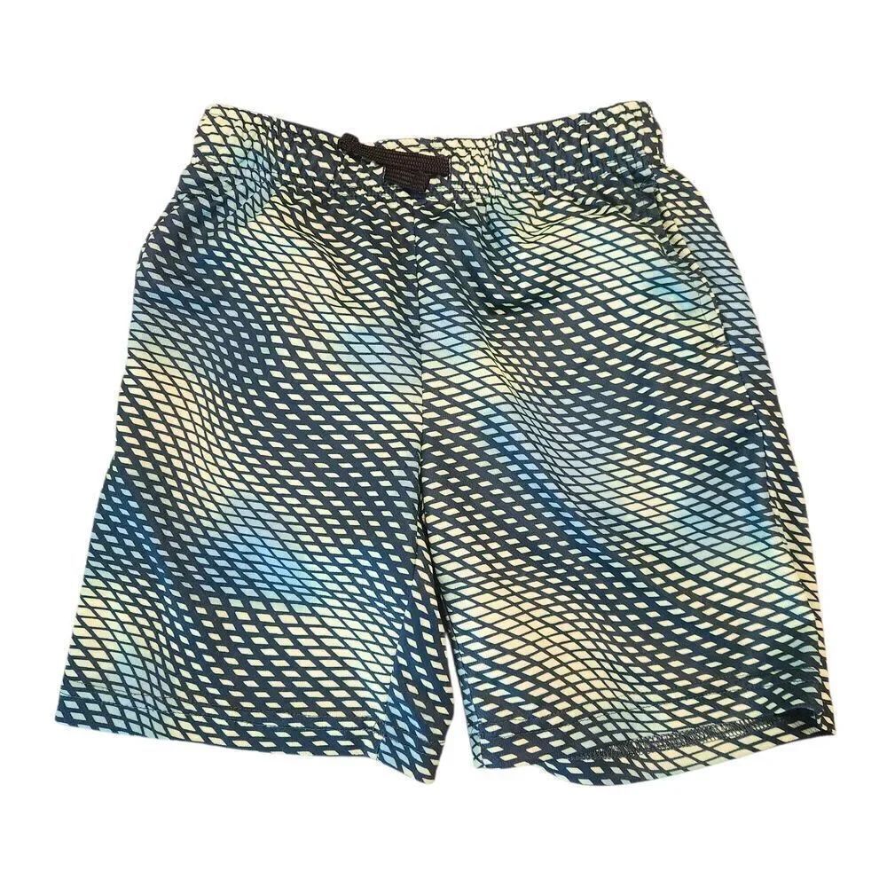 RunwayThe Stretch Active Printed Mesh Shorts Kids Size 7 Green Blue